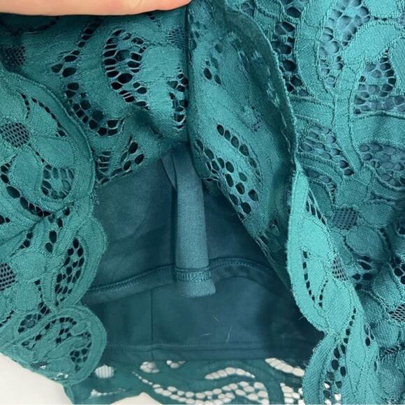 Nanette Lepore Night Garden Green Lace Top Medium - Picture 6 of 10